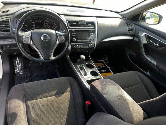 The interior of the vehicle.