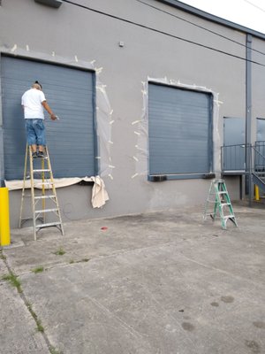 Painting overhead doors