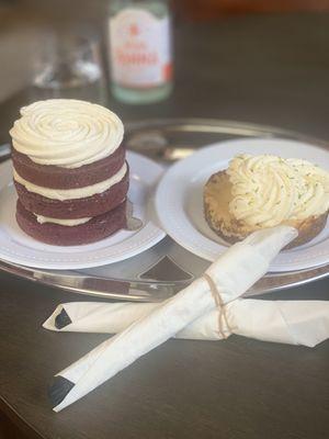 Red velvet cake and key lime pie