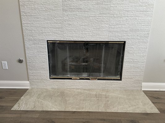 Tile Fireplace with granite hearth