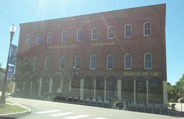 On left in historic 1878 Merchant Exchange Building in dow town Penacook