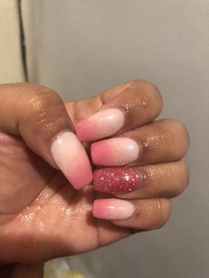 Ombré pink & tips ( sns dipping powder )