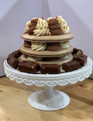 Snickers macaron cake I ordered for my husband's birthday