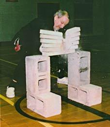 This is Mr. Wasil breaking six concrete bricks during one of his martial arts demonstrations for Wing Sing Chinese Martial Arts