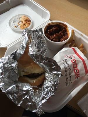 Cookout tray $4.99! Choice of burger, two sides, and beverage