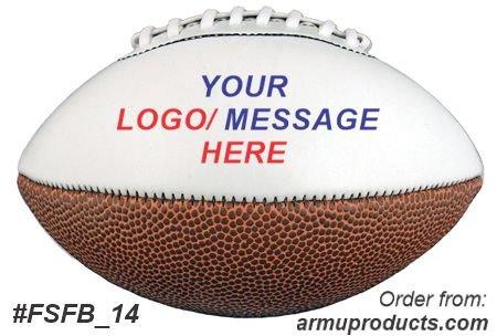 SIGNATURE FOOTBALLS. 
 Synthetic Leather. Custom Printed.
 14" Full Size. 
 armuproducts.com