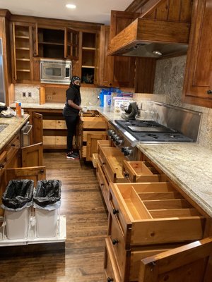 A full view of all the cabinets we dusted and then cleaned out.