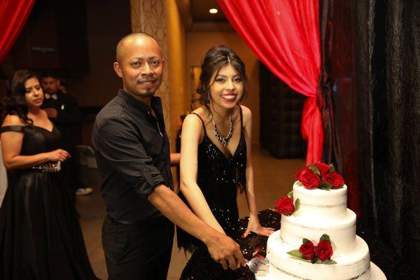 Cutting the cake for a 16th birthday