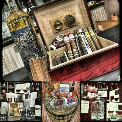 cigars, humidors, decanters, glassware, ice molds, whiskey stones, syrups, charcuterie, & more all available at our Stoneham location