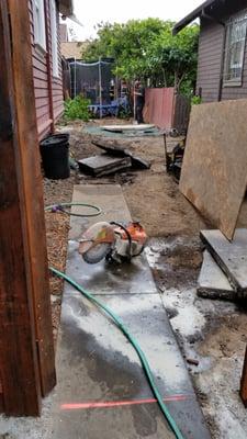 Concrete walkway removal.