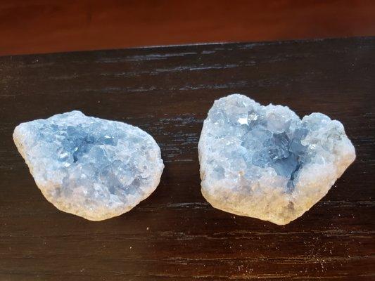 Celestite clusters for connection to our higher self and lost loved ones.