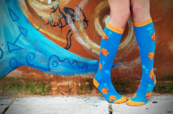 The "Fish" Women's Knee High Socks
 www.sockmaniacs.com