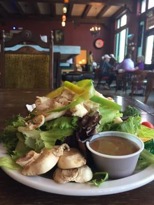 Garden salad with turkey slices