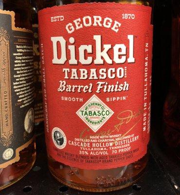 11/14/18. Wednesday. George Dickel, with a Tabasco Barrel Finish? What?!?!? And it looks like a giant bottle of Tabasco??? Hel-lo, Santa!!!