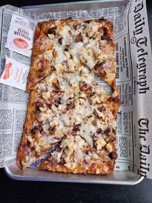 BBQ Chicken Pizza is delicious, not super sweet and totally hit the spot!