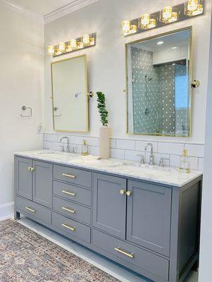 Vanity installation, backsplash installation, light fixture installation