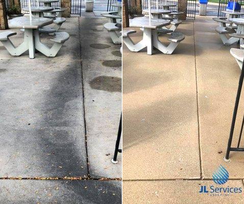 Commercial cleaning -- we cleaned and sanitized this outdoor seating area at a restaurant.