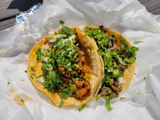 Al pastor & steak tacos