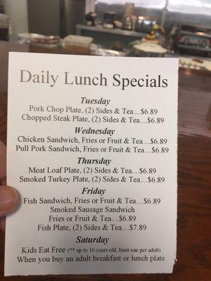 Daily specials