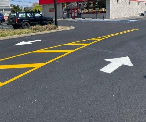 Asphalt and parking lot striping completed at Lindenhurst, NY.