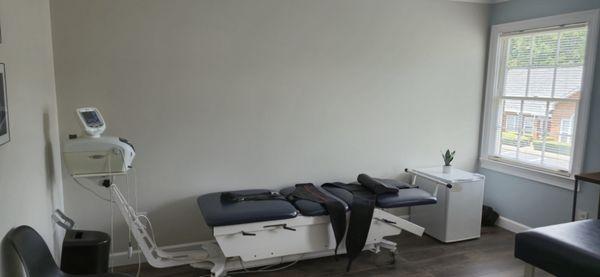 The Spinal Decompression table set up for low back pain relief!