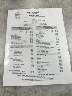 Breakfast menu