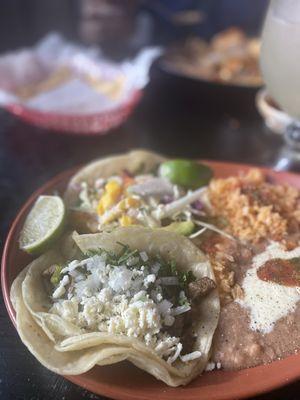 Steak and fish tacos.