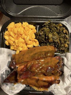 Ribs, Mac & Cheese, and Greens