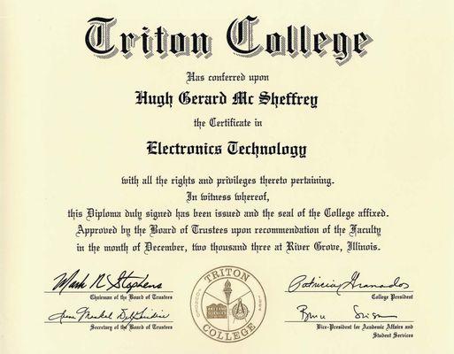 degreed technician.