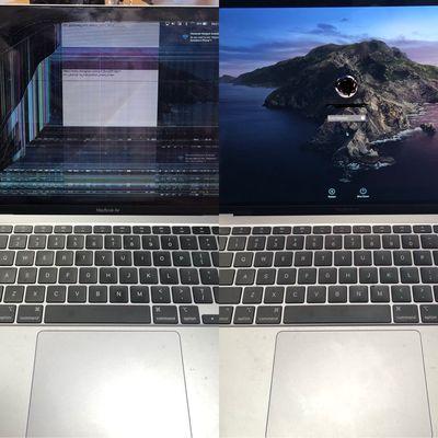 MacBook Air 2020 A2179 . Broken screen repaired . Before and after .