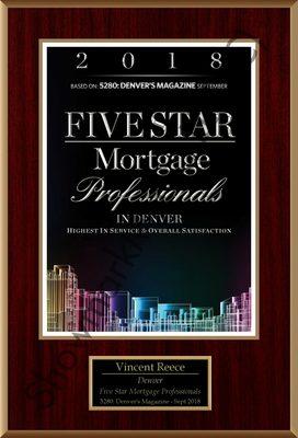 Five Star Mortgage Professional 2018, 5280 Magazine.