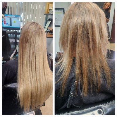 Before and after Microbead (braid less) tracks