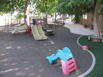 Beautiful SHADED playground with nice soft, rubberized flooring.