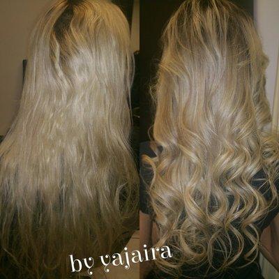 Hair botox treatment, color , highlights & Dominican blow-out