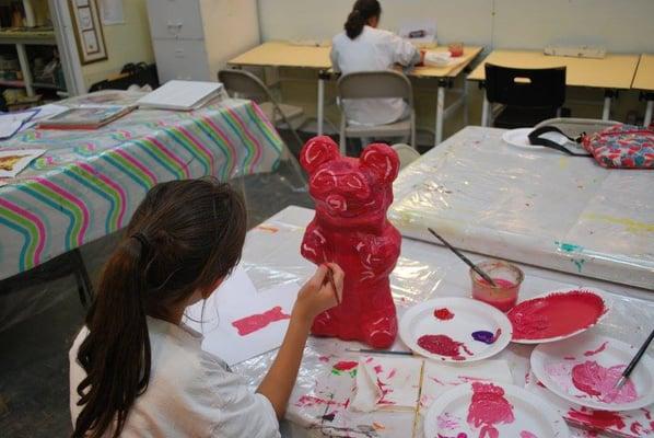 Plaster craft sculpture in 6:30-8:30 class