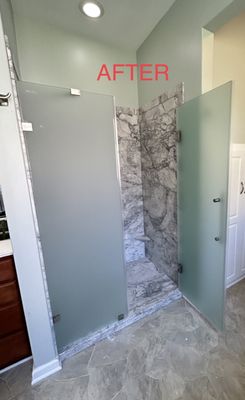 Shower remodel with custom glass doors