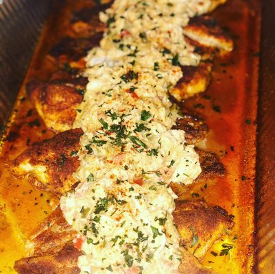 Blackened Catfish w/ Crab Sauce