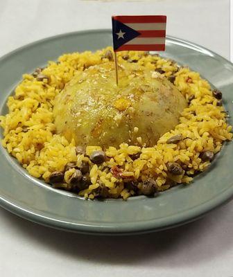 Mofongo with Arroz Con Gandules