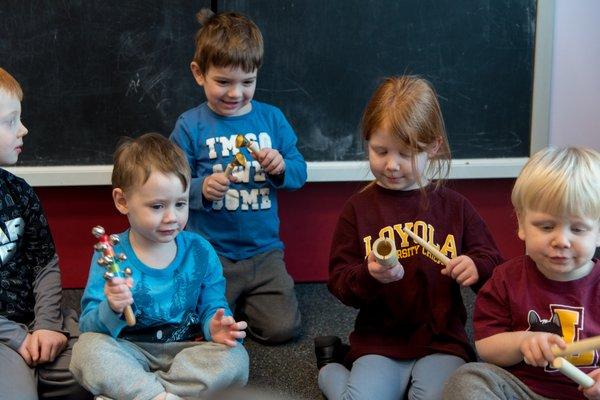 Music enrichment class with the preschool class.