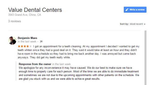 A Google review we received from another satisfied patient.