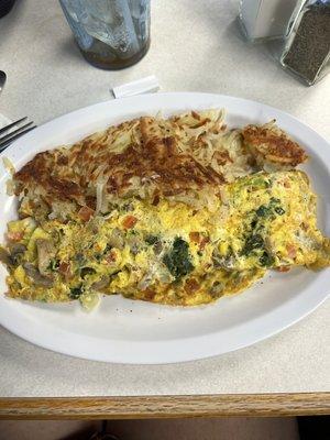 This was the veggie omelette with hash browns. I also had pancakes.