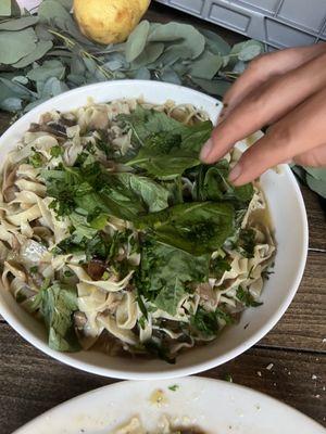 Hand cut pasta with mushrooms and artichokes