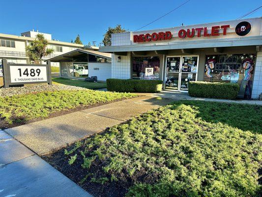 The landscape people doing a great job with the garden outside Record Outlet.