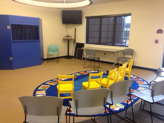 Puppet show area in the children's section.