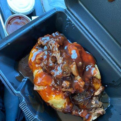 Fully Loaded Pulled Pork Baked Potato