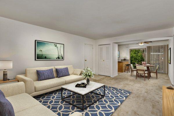 Spacious living and dining area