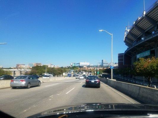 Coming into downtown Baltimore via Russell St.