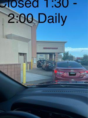 Drive through. No hours posted. Also. SLOW! Expect 15 minutes per car.