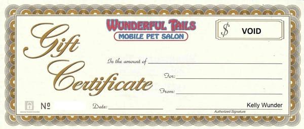 We offer GIFT CERTIFICATES