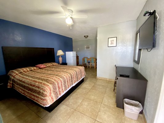 Non-smoking room with King-sized bed.